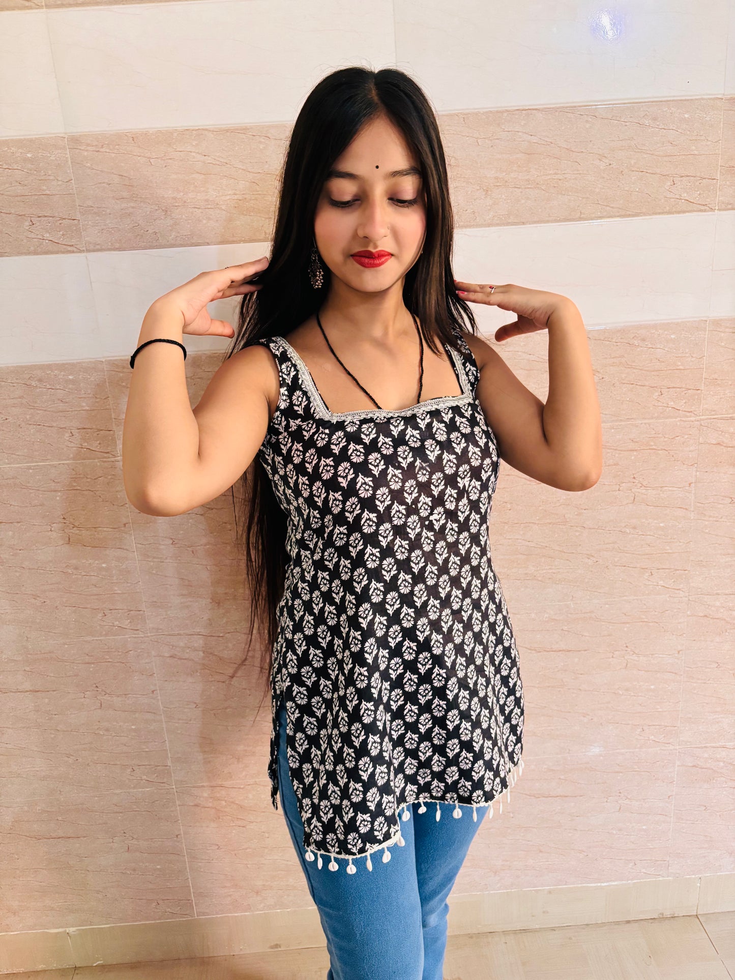 women’s rayon printed short kurti